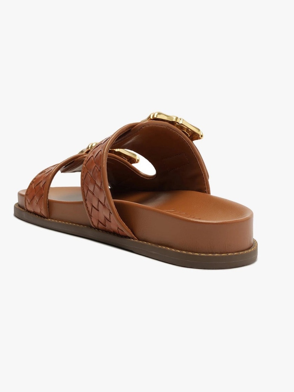 Schutz Enola Buckle Woven Honey Peach Sporty Sandal in Cuoio Brown - Picture 4 of 9